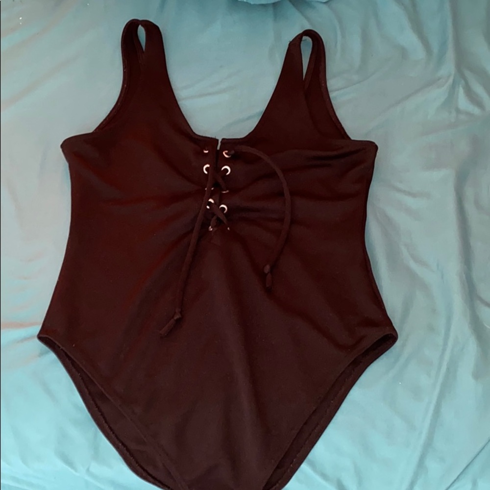 Black Lace up Bodysuit